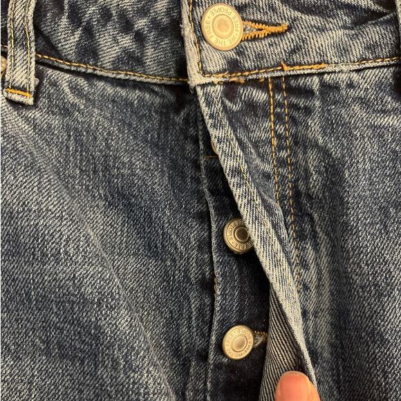 We The Free Cropped Bootcut Raw Hem Jeans Size 30 Medium Wash Button Fly Hi Rise - Picture 6 of 9